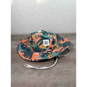 Dutch Bros (Brother) Hawaiian Print Orange Blue Unisex Bucket Hat- One Size- EUC